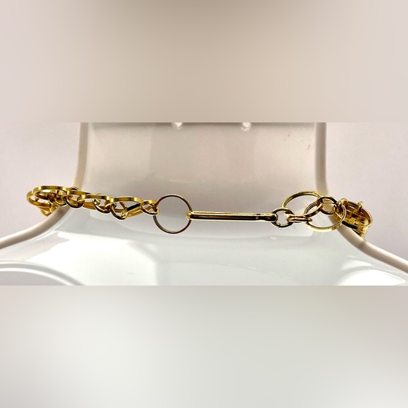 Vintage Unique Gold Tone Graduating Linked Ring Necklace Choker - Picture 4 of 9